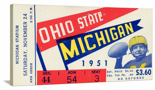 1951%20Michigan%20vs.%20Ohio%20State%20football%20ticket%20on%20canvas(1)